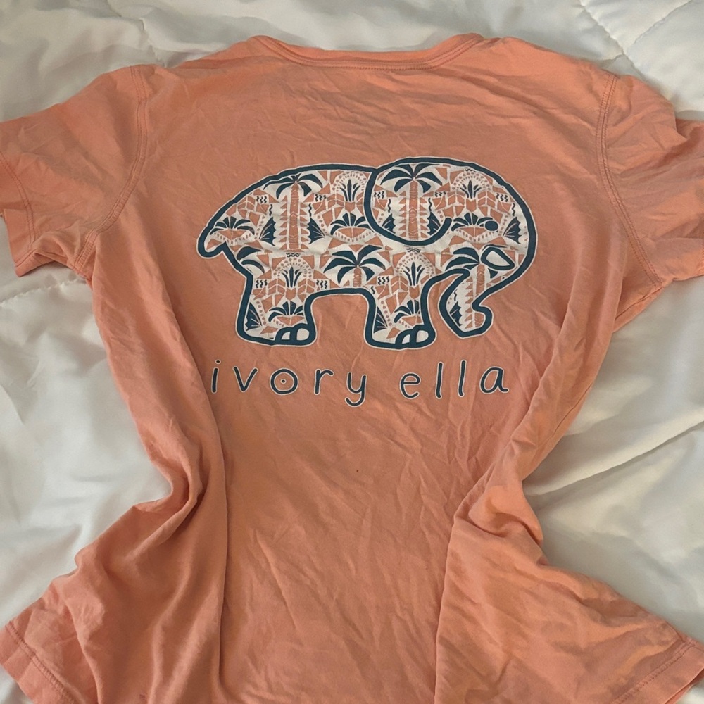 Ivory Ella Coral Tee with Elephant Pattern